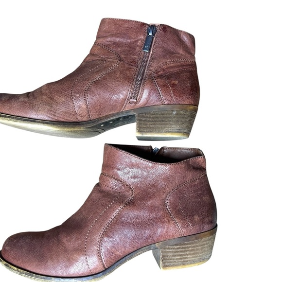 Lucky Brand Leather Ankle Boots Women’s 9M Oxblood Brown Western Booties - Picture 10 of 11